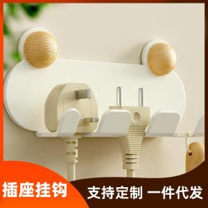 Creative Wood Wall Hooks No Drilling Kitchen Bedroom Multi-Function Plug-In Adhesive Hooks Modern Minimalist Iron Wood Rotatable