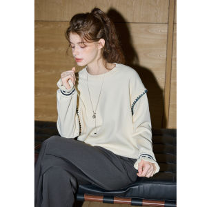 KUHNMARVIN | Áo Hoodie Nữ Mới Thu 2026 Phong Cách Hàn Quốc Màu Vàng Nhạt Cổ Tròn