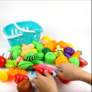 75Pcs Children Toys Cutting Fruits and Vegetables Set for Kids Pretend Play Simulation Kitchen Toy