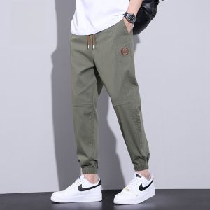 ROMON | กางเกงลำลองชาย Romon ทรงหลวม ผ้าบาง ทรงทำงาน ยางยืด กางเกงขายาว ทรงสปอร์ต แฟชั่นฤดูร้อน ระบายอากาศได้ดี