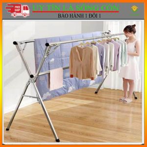 Giá phơi quần Inox loại giàn phơi 2 bên có bánh xe treo quần áo cho cả gia đình dễ dàng di chuyển và gấp gọn