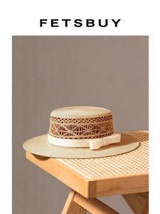 French Lace Bow Straw Hat