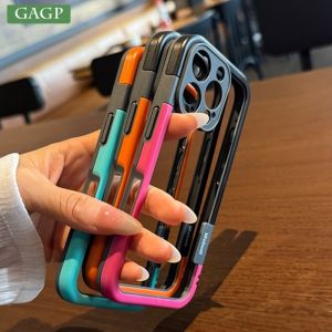 For iPhone 16 15 14 13 12 11 Pro Max Phone Case Colorful PC Bumper Frame Lens Protection Cover for iPhone 17 pro Xr Xs Max Mini