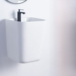 Wall-Mounted Ceramic Wash Basin Small Household Model Integrated Waterstone Material Hotel Mini Hanging Wall Washing Bowl