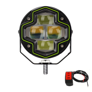 KEVANLY | 4Lens Motorcycle LED Spotlight Dual Color White Yellow High Low Beam Work Light Auxiliary Driving Lamp for Car Truck 4X4 Offroad