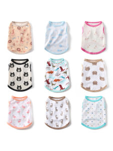 Breathable Thin Summer Spring Dog Vest for Teddy Bichon Schnauzer Medium Small Dogs Pet Clothes Cat Blue Cat Casual Style