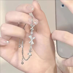 Korean Fashion Sparkling Bow Bracelet for Women Sweet Girls Hollow Out Y2K Butterfly Chain Bracelet Party Jewelry Gifts