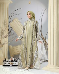ARRAFI Anishka Dress Gamis Wanita Muslim Najwa Motif Premium Lengan Panjang √ Armyna Hijab ||