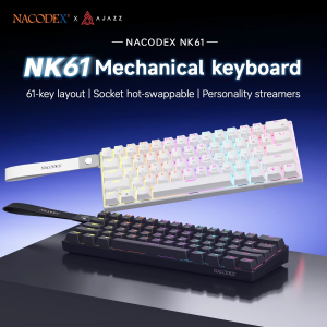 AJAZZ | AJAZZ NK61 Wired Gaming Mechanical Keyboard 60% RGB Hot-Swappable 61 Keys Red Switch Mini Keyboard for Gamer PC