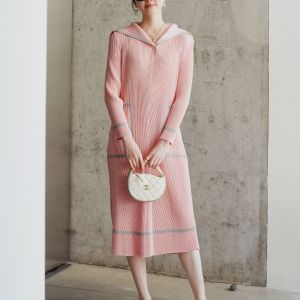 Miyake เดรสลำลองพลีทระดับไฮเอนด์แบบอังกฤษลำลองหลวม #3290