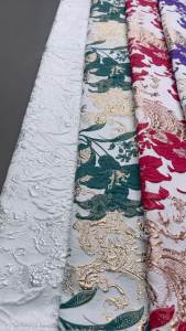 African Brocade Lace Fabric - Jacquard Lace  Embroidery Floral Pattern Damask Handmade Fabrics For Bridal Dress & Home Decor