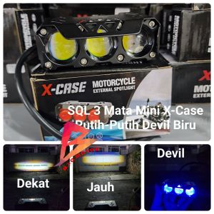 Lampu Tembak SQL 3 Mata Mini X-Case Putih Kuning Devil Merah Dan Devil Biru - Fooglamp SQL 3 Mata Mini X-Case Universal