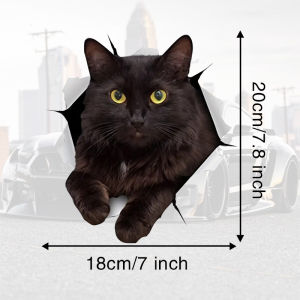 3D Cat Stickers Black Cat Wall Decals Cat Stickers For Bedroom Fridge Car Wall