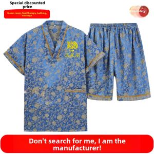 Cotton Bathrobe Sauna Suit Men Women New Style Large Size Massage Bathing Clothes Foot Massage Shop Bath Service Uniform