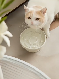 High Foot Ceramic Slow Eating Bowl Anti Choking Large Capacity Pet Feeder Cats Dogs Food Dish Mangkuk Haiwan Peliharaan