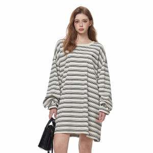 Turn Signal | Stripe Long Sleeve T-Shirt Dress Medium-Long