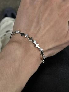 Titanium Steel Synthetic Zircon Bracelet Gold Cross Zircon Bracelet Mens and Womens Stylish Ins Niche Style Ornament