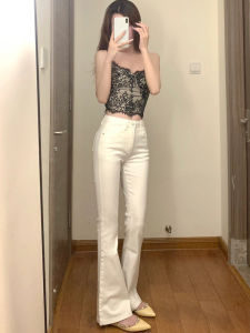 High Waist Extended Length Bell Bottom Jeans Womens Summer Thin High Waist Slimming Premium Feeling Floor Length Pants