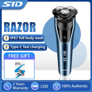 SID Shaver for Mens Three Heads Electric Razor IP7 Waterproof Full Body Wash Rotary Powerful Type-C USB Charging Razor for Beard Shaving