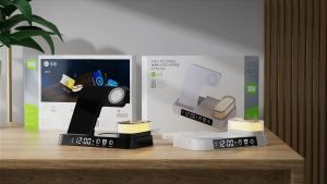 Alarm Clock RGB Night Light Wireless Charging Station 3 in 1 Fast Charger Station for AirPods Pro iPhone 13/12 Apple Watch