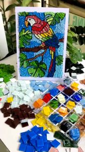 Set 20 viên mosaic thủy tinh trang trí 25x25mm nhiều màu sắc làm đồ trang trí handmade đế lót ly tranh mosaic decor