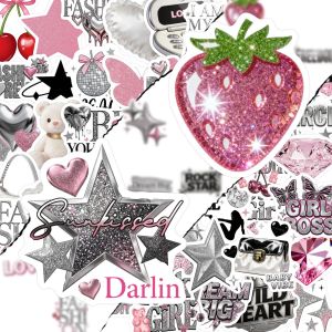 50 Pcs Silver Romantic Ins Style Stickers Waterproof Vinyl Decals for Notebook Tablet Laptop Phone Case Journal Gift