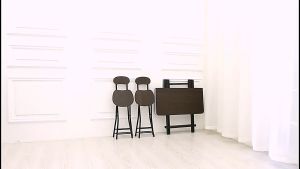 Nordic Simple Log Bar Stool High Chair Home Foldable Chair Leisure Portable Lunch Break Wooden Chair