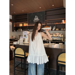 French Style White Lace Loose Womens Sleeveless Vest