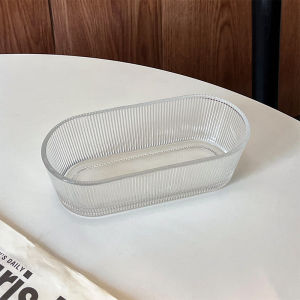 Simple Elliptical Glass Bowl Snack Plate Fruit Tray Creative Dessert Salad Bowl Nordic Style Universal Glassware Home Use