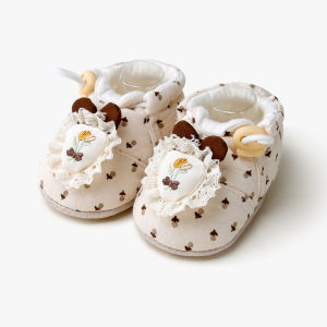 Baby Shoes Socks Spring Autumn Cotton Newborn Anti Slip Indoor Shoes Girls Step before Shoes Soft Bottom Buckle Slip on Shoes