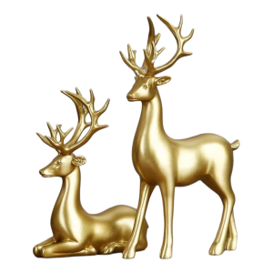Elegant European Style Gold Deer Wine Cabinet Decorative Piece Modern Home Living Room TV Cabinet Animal Resin Tabletop Decoration