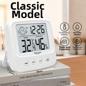 DELIXI | High Precision Baby Room Wall Hanging Thermohygrometer Clock