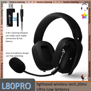ATTACK SHARK | ATTACK SHARK L80PRO 3-IN-1 Gaming Headset can make more stable connection & low-latencydual microphone design 40mm