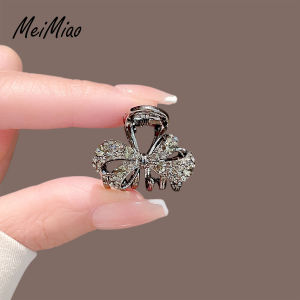 Elegant Black Rhinestone Butterfly Knot Hair Clip Half Updo Hair Accessories Bangs Gripper Small Shark Clamp Fashionable Hairpins