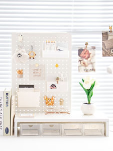 Desktop Vertical Wire-Wrap Board Iron with Elevated Rack Computer Desk Hanging Board Storage Rack Office Desk Storage Rack