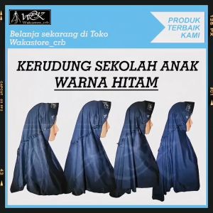 Kerudung sekolah anak Hijab sekolah Hitam TK SD SMP SMA DEWASA serut renda samping astri