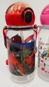 ISchoolDy Thomas McQueen Captain America Doraemon Spiderman 400ML 550ML Water Bottle with Straw