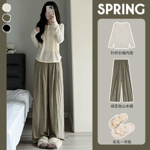 High Waist Wide Leg Pants Womens Casual Cotton Linen Drapey Loose Lazy Spring Autumn New Style Small Size Japanese Style