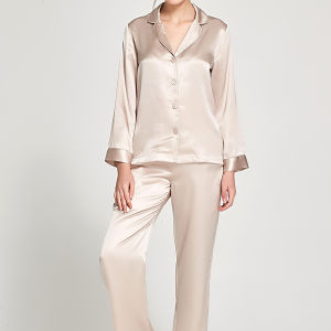 Mansfield Comfortable Long Sleeve Silk Pajamas Female Couple Gift Mulberry Silk Fashion Temperament Home Wear Suit