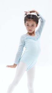 daydance | Ballet Leotards for Girls Lacy Long Sleeve Dance Bodysuit Kid Soft Mesh Splicing Practice Gymnastics Bodysuits Ballet Costumes