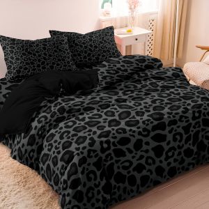Bộ Vỏ Chăn In Họa Tiết Da Báo Tối Màu 3 Món - Bộ Đồ Giường Sang Trọng Thời Trang Cao Cấp Với 1 Vỏ Chăn Và 2 Vỏ Gối