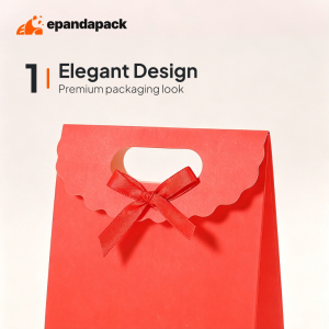 50pcs Ribbon Paper Bag Foldable Flip Top Gift Bag Goodie Bag Doorgift Birthday Wedding Beg Hadiah