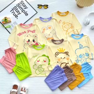 Bộ Dài Tay Thun Lạnh MINKYMOM In Hình Thú Kute Cho Bé Trai Bé Gái TD-IN131