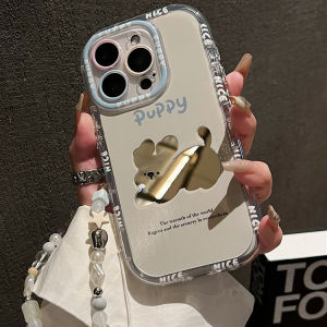 Cute Running Dog iPhone Case Mirror Surface Protective Cover for Apple 17Promax 15 16Pro 14 13 Bracelet 12 Women XS New 11 High End 15Plus Trendy 17Air Anti-Fall XR