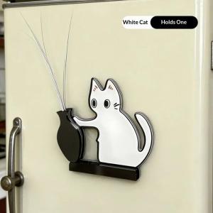 【M】Acrylic Cat Whiskers Collection Ornaments Magnetic Cartoon Cat Hair Storage Cat Pushing Vase Decor Refrigerator Magnet