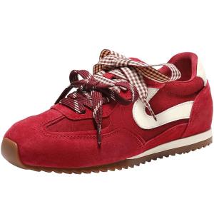 Belle | Retro Red Training Shoes with Inner Height Boost