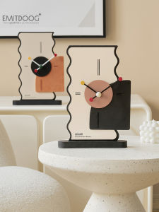 Simple Creative Desktop Table Clock Home Decoration Entray Decorative Ornaments Wood Material Study Room Decor Half Handmade
