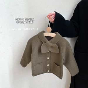 Knit Bow Tie Collar Versatile Cardigan