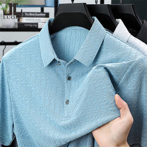 Áo Phông Có Cổ Luoke Cho Nam Áo Polo Kẻ Sọc Ngắn Tay Thường Ngày Mùa Hè Lụa Lạnh Cho Bố #123