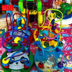 Mini Round Beads Mainan Alur Kawat Kecil Wire Maze Game Mainan Kayu Anak Mainan Sensorik Alat Hitung Wire Maze Matching game